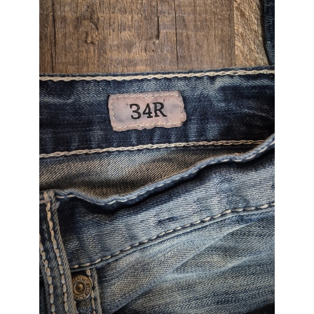 BKE Jake Straight Stretch Jeans Mens 34R (34x30) Medium Wash Light Distressed - Picture 9 of 11